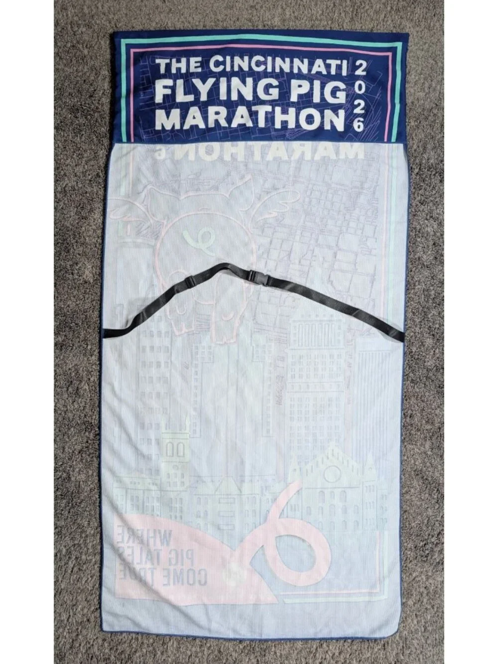 Flying Pig Marathon Cincinnati 2026 Towel Picnic Beach Workout Runner W/ Handle